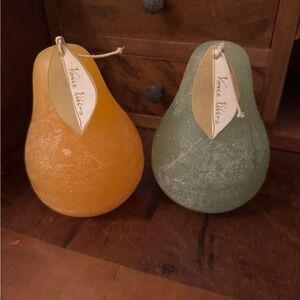 Vance Kitira Pear Candle Set - Peach Yellow & Sage Green